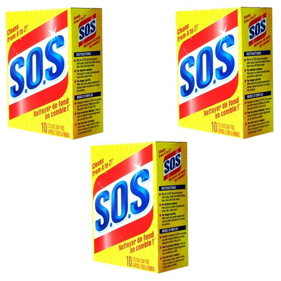 SOS Coussins en Laine d'Acier (10 Coussinets en 1 Pack) (Pack de 3)