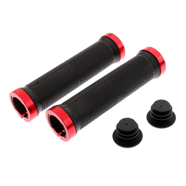1 par de puños de manillar para bicicletas de montaña. Empuñadura de goma suave y lisa. rojo