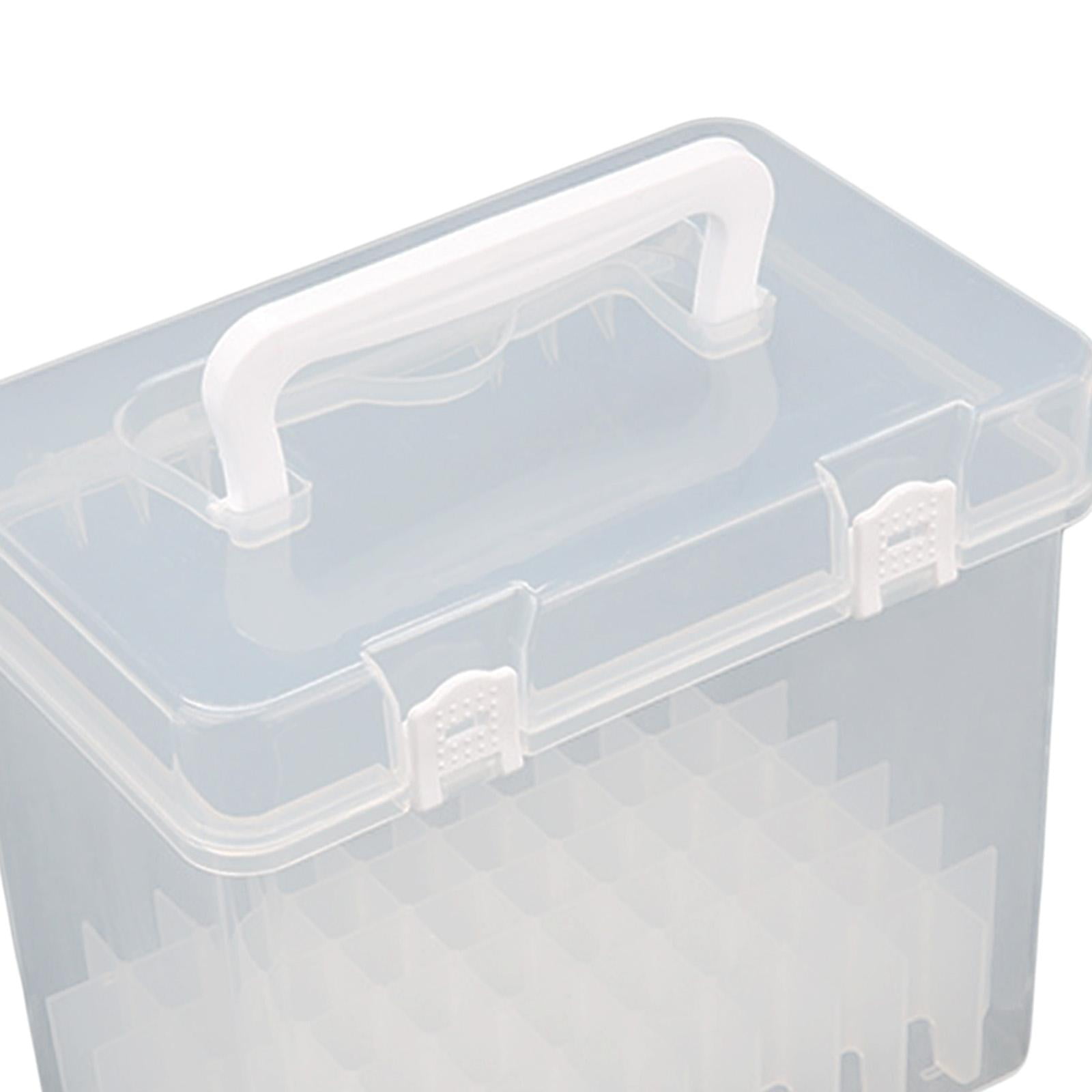 Clear Marker Pens Storage Box Empty Durable Portable with Grids Art Organizer Crafts with Handle for Home Decor 60 Grids