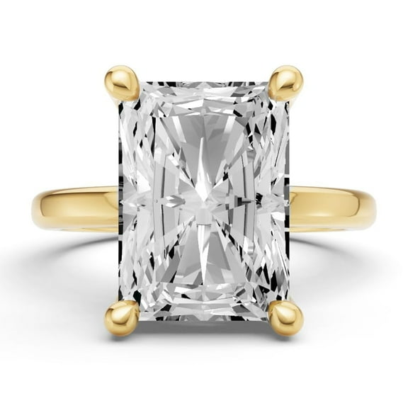 Classic Hidden Halo Lab Grown Diamond Engagement Ring in 14K Yellow Gold (1 CT Radiant Center) Ring Size : 10