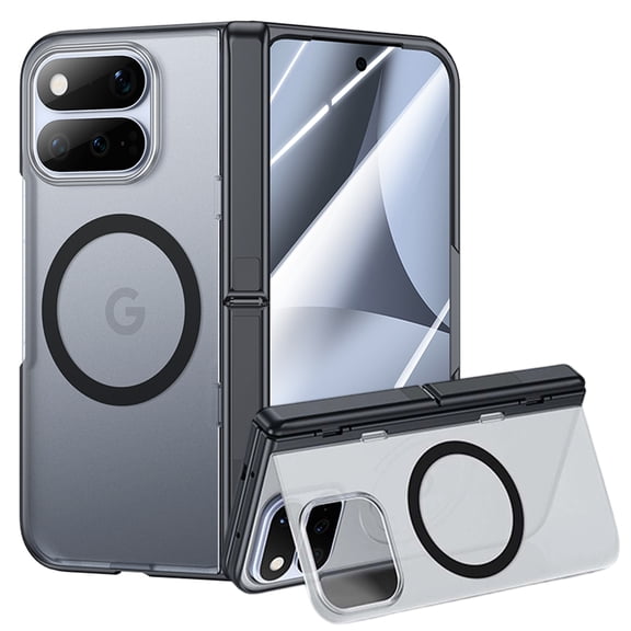 Dteck for Google Pixel 11 Pro Fold Case with Built-in Screen Protector, Compatible with MagSafe, Hidden Hinge Kickstand and Back Panel Stand,Black