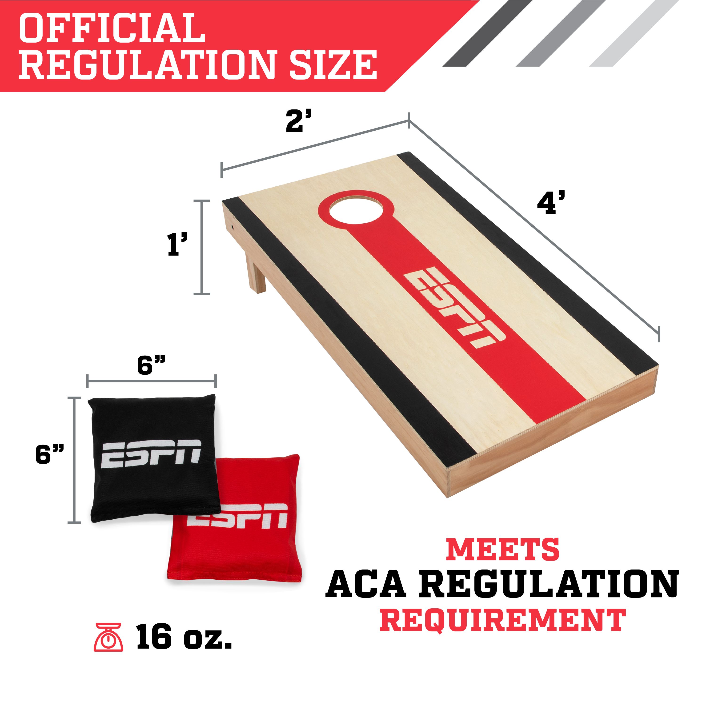 ESPN Official Tournament Size Cornhole/Bean Bag Toss Game, All Weather Bean Bags - image 4 of 9