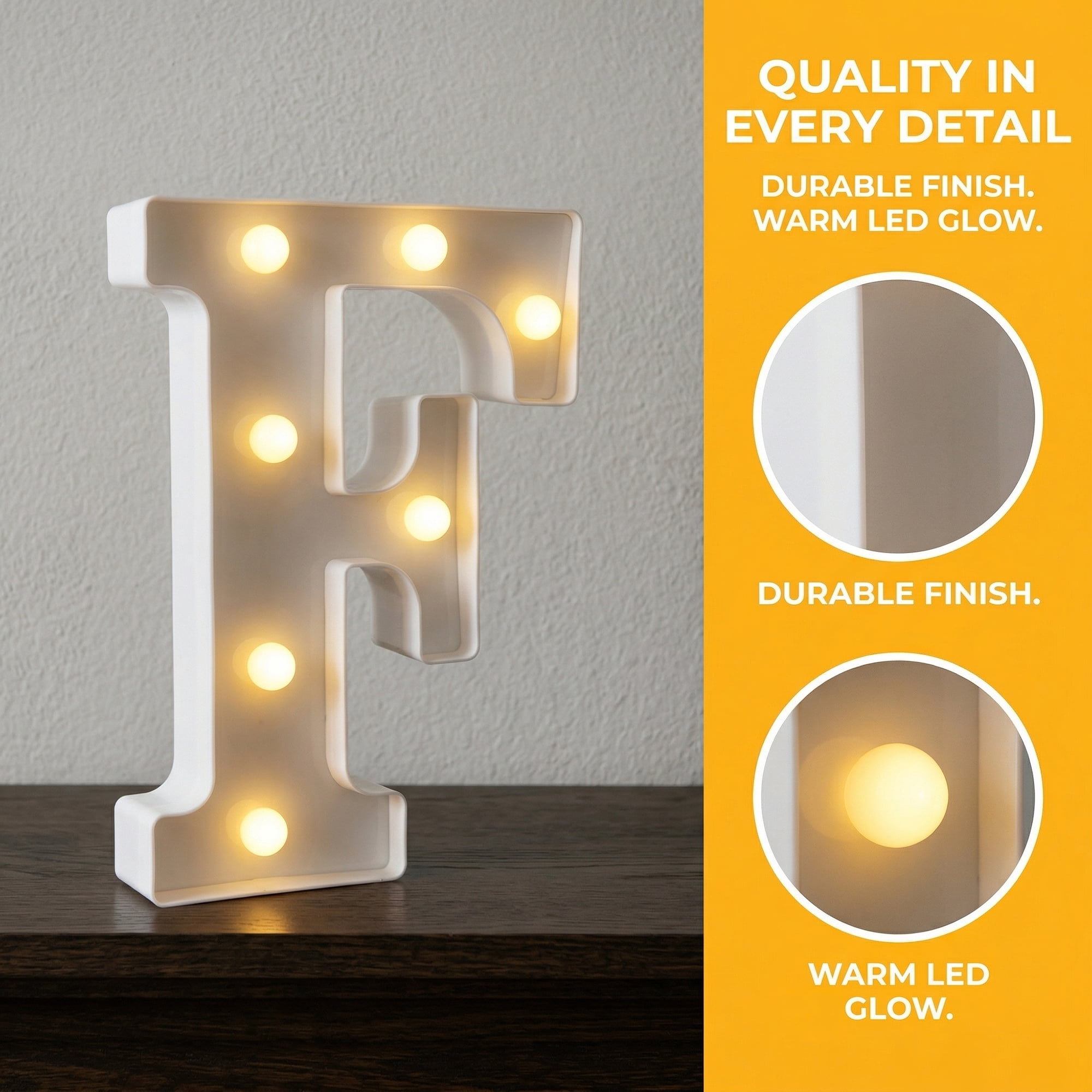 Unique Bargains Marquee Letters With Lights LED Light Up Signs Letter F 6.5"L x 1.5"W x 8.5"H