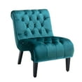 thumbnail image 6 of Tcbosik Modern Accent Chair, Upholstered Armless Chair with Button Tufted Back and Wood Legs, Single Sofa Chair, Lounge Chair for Living Room, Bedroom, Teal, 6 of 9