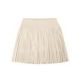 thumbnail image 3 of CUZIBR Women'S Pleated Tennis Skirt Solid Color High Waist Sports School Uniform Skirts Stylish A-Line Skater Skirts With Lining Shorts Athletic Skort ,Beige,L, 3 of 3