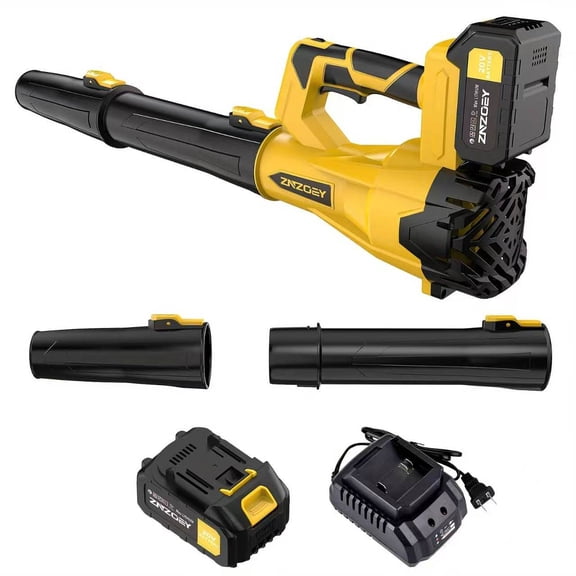 High-Power Cordless Leaf Blower – Includes 4.0Ah Battery & Fast Charger (580 CFM / 160 MPH) – Features 6-Speed Adjustment & Extension Nozzle – Ergonomic Non-Slip Handle & Lightweight Design