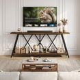 thumbnail image 2 of 69" Narrow Console Table for Entryway, 2-Shelves Wooden Sofa Table Behind Couch, Farmhouse Skinny Entryway Table , Brown, 2 of 11