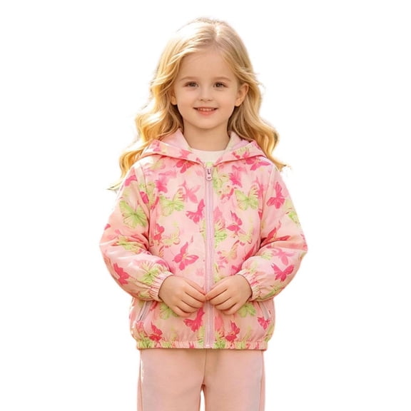Venzia Girls All Over Print Hoodie, Kids Long Sleeve Casual Pullover Hooded Sweatshirt
