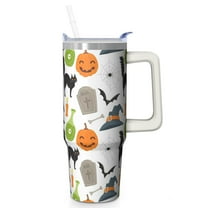 Halloween Tumbler 30 oz with Handle and Straw Pumpkin Skeleton Ghost Tumbler Halloween Gifts for Women Insulated Mug