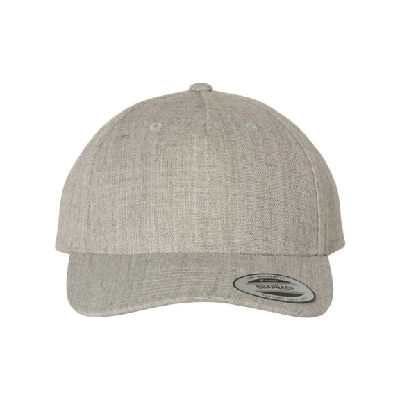 YP Classics - Premium Five-Panel Curved Visor Snapback Cap - 5789M - Heather Grey