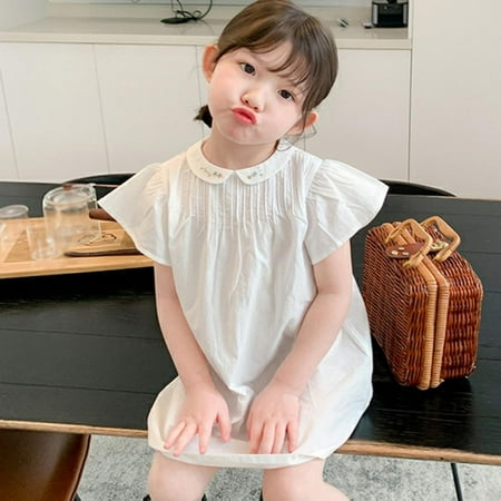 

Velocity Korean Version Simplicity Embroidery Small Neckline Doll Skirt Dress