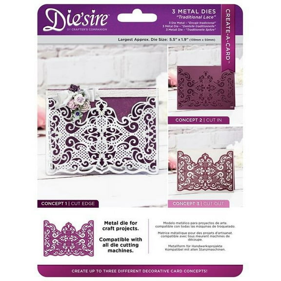 Crafters Companion DSCAD5-TRLA Create A Card Die - Traditional Lace
