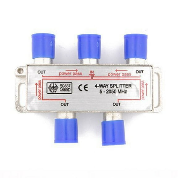 Wideskall 4 Way Coax Cable Balanced Splitter F-Type Screw for Video VCR Cabl...