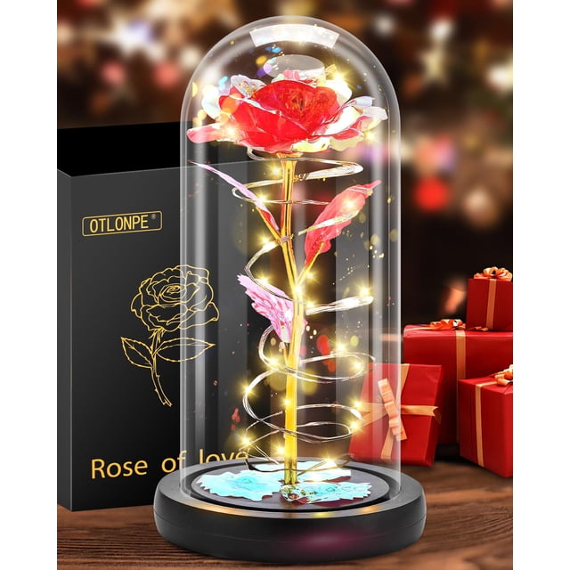 Otonpe de rosa de cristal para Navidad y San Valentín
