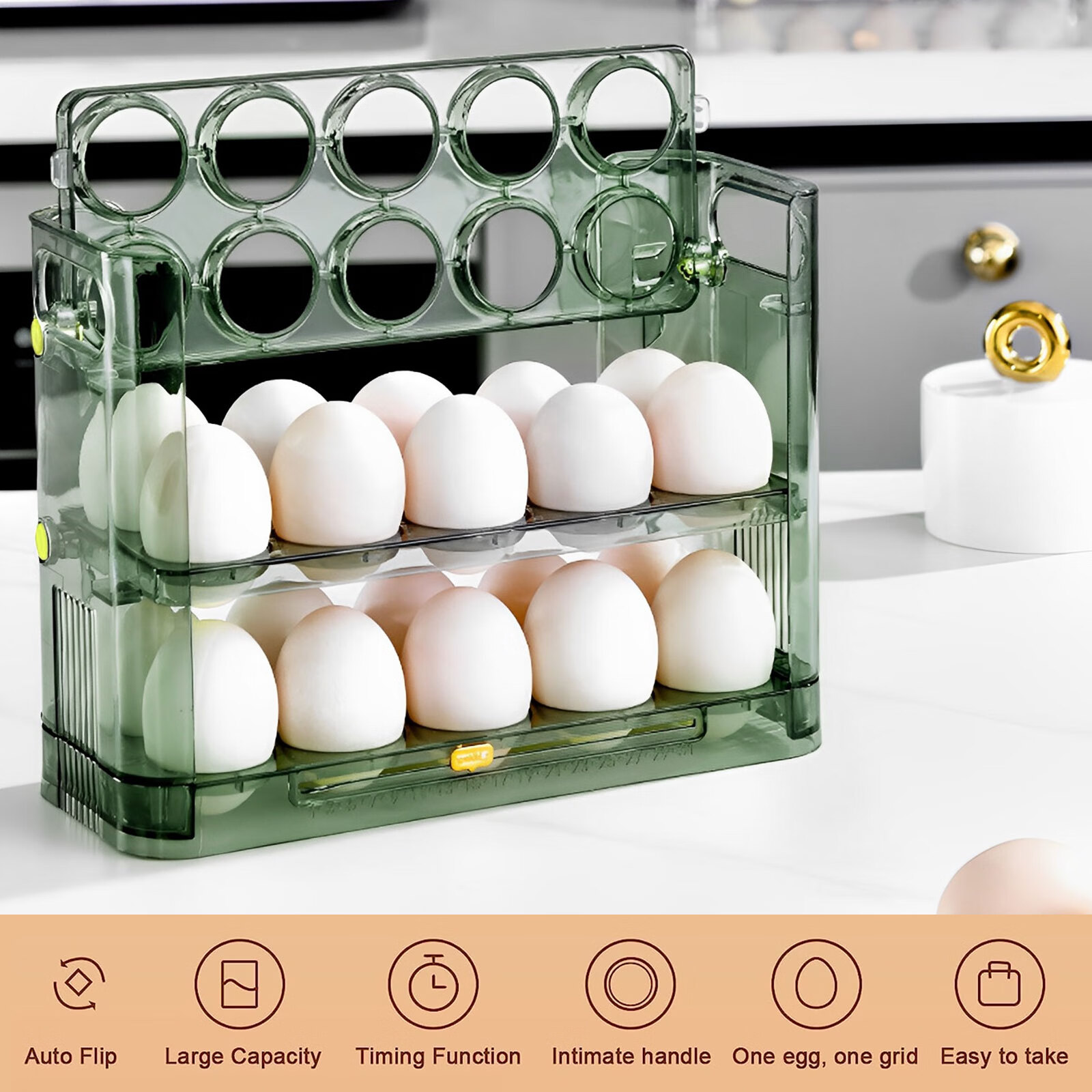 Flip Egg Holder, Household Refrigerator Egg Storage Box, New Three-layer  Thickened Egg Tray Storage Box - Temu