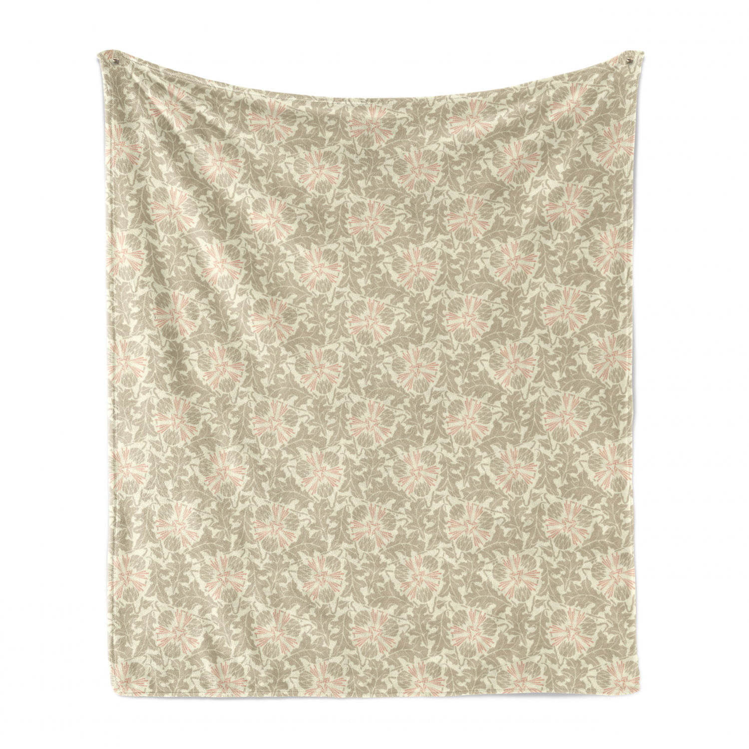 Cozy Plush for Indoor and Outdoor Use Ambesonne Abstract Soft Flannel Fleece Throw Blanket Cream Pale Sepia and Blush Dandelion Flower and Leaves Inspired Vintage Style Repeated Motifs 50 x 70 