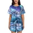 thumbnail image 1 of Balery Night At Lake Aurora 1 Conjunto de Pijama para Mujer con Estampado, Dos Piezas de Manga Corta y Shorts, Ropa de Dormir Suave con Cuello Redondo y Bolsillos-Large, 1 of 6