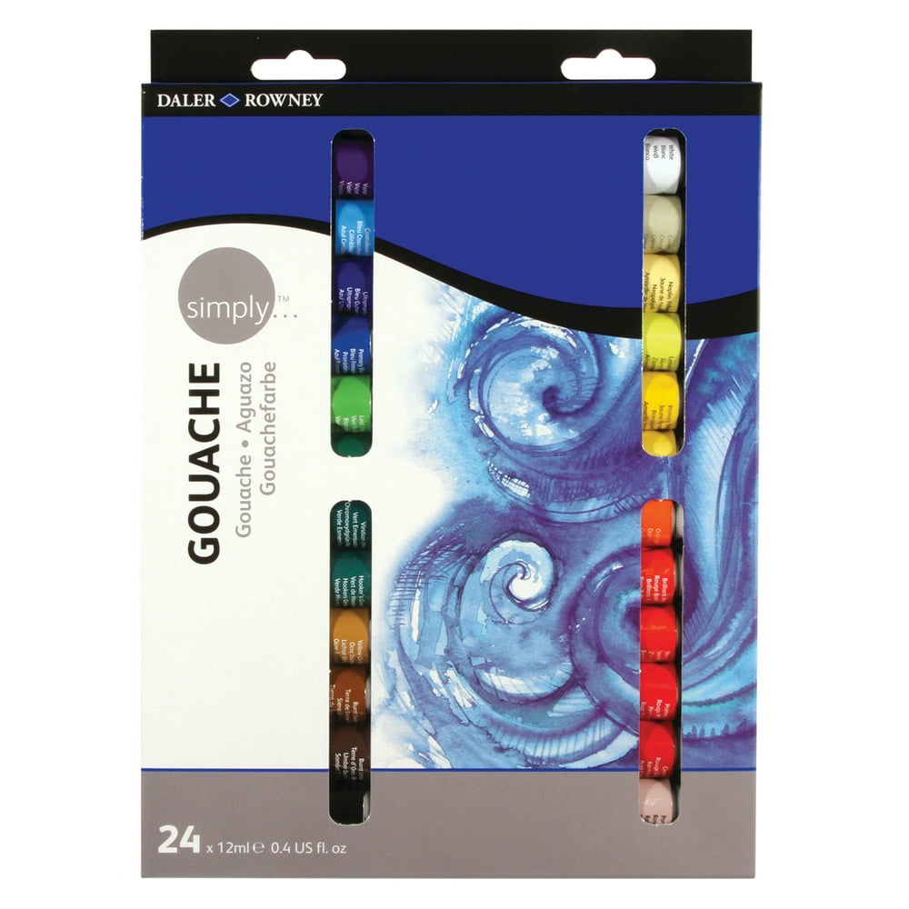 DalerRowney Simply Gouache Paint Tube Set, 12 ml / 0.4 fl. oz., 24
