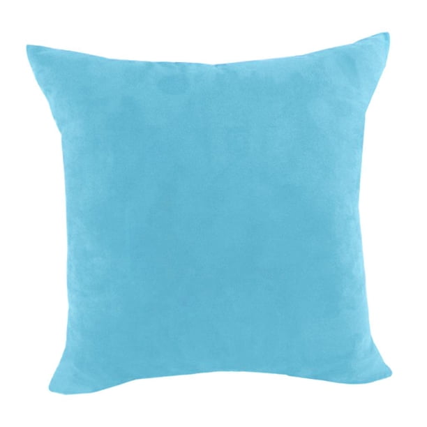 Funda de almohada de terciopelo de color sólido, decorativa, para sofá cama Azul-60x60cm