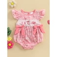 thumbnail image 4 of BemeyourBBs Baby Girls Romper, Fly Sleeve Crew Neck Bows Boots Print Bodysuit, 4 of 9