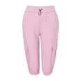 thumbnail image 5 of Stamzod Capri Cargo Pants for Women Casual High Waisted Knee Length Capris with Pockets for Summer Athletic Travel Pink M, 5 of 9