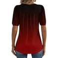 thumbnail image 5 of IYYVV Womens Puff Short Sleeve Tunic Tops Pleated Crew Neck Blouses Dressy Casual Loose Fit Spring And Summer T Shirts Wine 3XL, 5 of 6