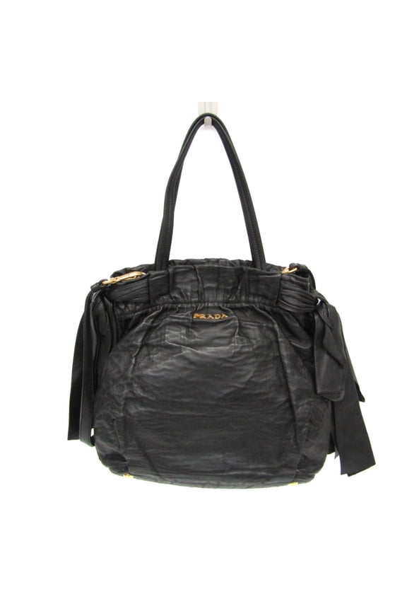Pre-Owned Prada Side Bow BN1760 Women's Nappa Leather Handbag,Shoulder Bag Black,Nero