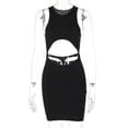 thumbnail image 4 of Women Mini Dress Exquisite Cut Out Bodycon Solid Color Irregular Dress for Daily, 4 of 10