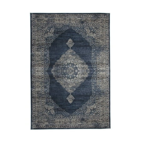 5x8 Rug Mat - Abacasa Sonoma Navy Blue-Silver 5x8 Area Rug
