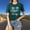 Dark Green, variant on Trendy Women's Casual Letter Print Round Neck Short Sleeve T-Shirt Graphic Tee for Everyday Fashion Statement