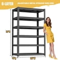 thumbnail image 2 of 78"H Garage & Kitchen Storage Shelves, 6-Tier Heavy Duty Metal Shelving, Adjustable Steel Shelf, 3600LBS Double Layer Panel&Thickened Post Storage Rack, Ideal for Home Garage Industrial, 36"W x 16"D, 2 of 8