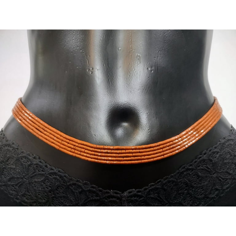 Brown Tie On Cylinder African Waist Beads with Cotton Strings