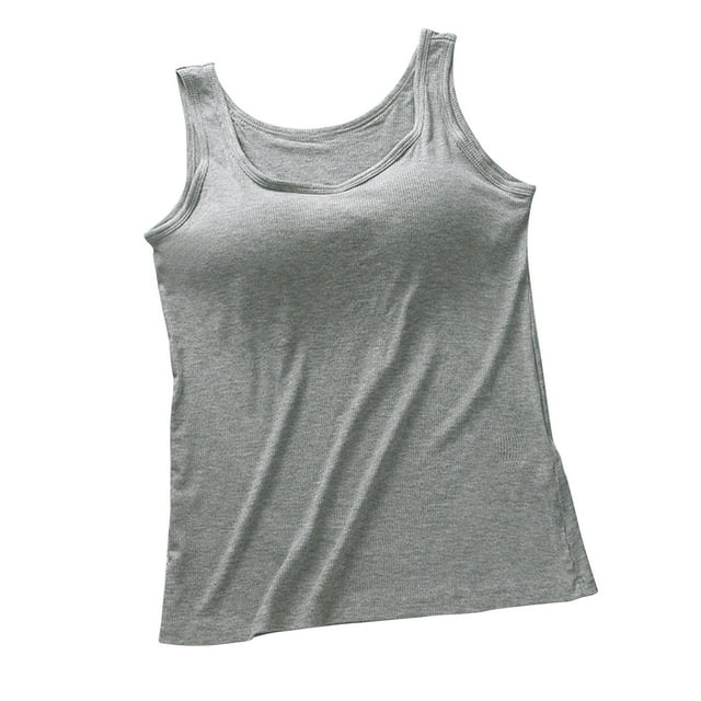 Birdeem Tank Top for Women Womens Solid V-Neck Threaded Chest Padded Thin without Steel Ring Integrated Chest Padded V-Neck
