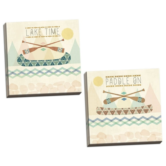 Gango Home Decor Contemporary Outdoor Geo IV & V by Veronique Charron (Ready to Hang); Two 16x16in Hand-Stretched Canvases