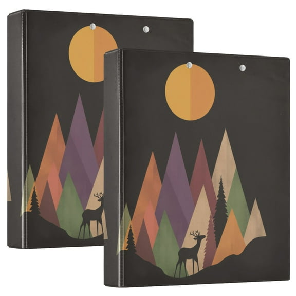 FORMRS 3 Ring Binder 1.5 inch with Pockets Set of 2 Clip Board 200 Sheets Capacity, Abstract Mountain