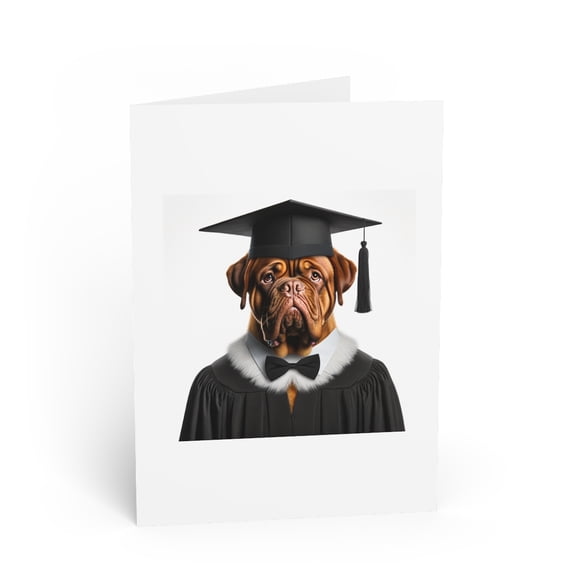 DistinctInk Greeting Card / Note Card - Dogue De Bordeaux Graduation - PACK of 5