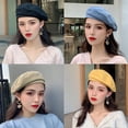 thumbnail image 3 of Fashion Woman Solid Color Girl Beret Beanie Cap Painter Summer Spring Sun Hat, 3 of 10