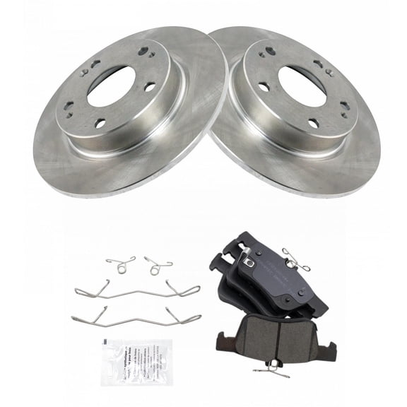 TRQ Rear Brake Pad & Rotor Kit Brake Pads Brake Rotor Ceramic Solid Fits Select 2020-2021 Honda Civic 2019-2021 Insight
