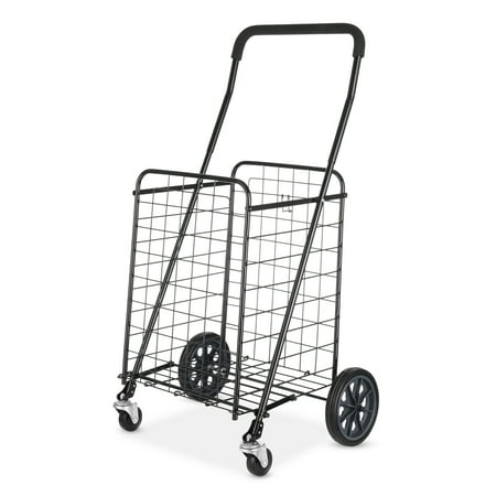 Mainstays Adjustable Steel Rolling Shopping Cart - Black - 21.5" x 19.50" x 41.0"