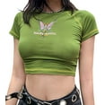 thumbnail image 1 of BAMAIA Femmes E-Girl Papillon Graphique et Lettre Impression Point Crop Tops Été O Cou Manches Courtes Crop Tee Top, 1 of 9