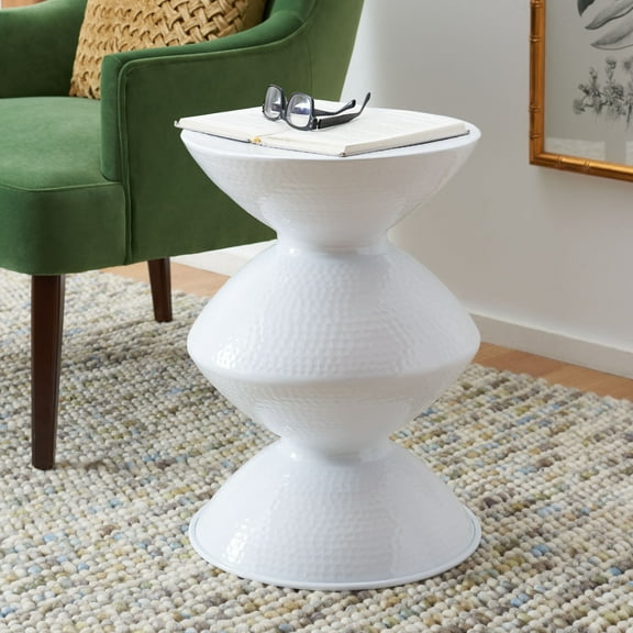 Safavieh Guildsman Glam Aluminum and Powder Coated Round End Table, White