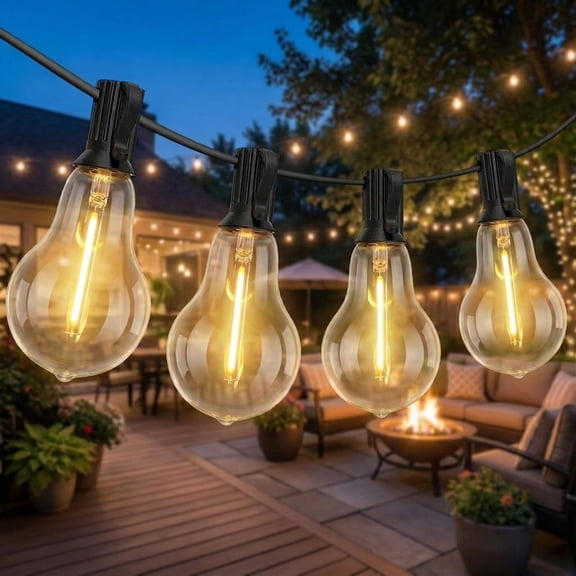 DAYBETTER 100FT Outdoor String Lights, Waterproof Patio Lights with 24 Hanging Lights A39 Bulbs(1 Spare), Shatterproof for Backyard Gazebo Porch Garden Outside Decor