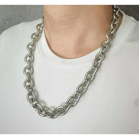 HOOUN 16mm 30'' Large Chunky Oval Link Chain Necklace For Men Stainless Steel Jewelry