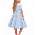 thumbnail image 4 of Vornjynx Midi Dresses for Kids Girls Plaid Printed Button-Up Collar V Neck Summer Wedding Trendy Dress Light Blue Size 12, 4 of 7