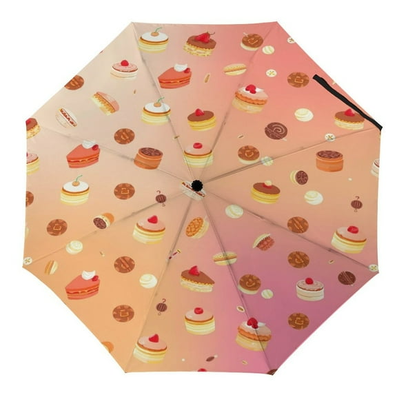 Sweet Cake Pattern Sunscreen Parasol Outdoor Convinient Folding Umbrella With UV Protection Portable Stylish Umbrella