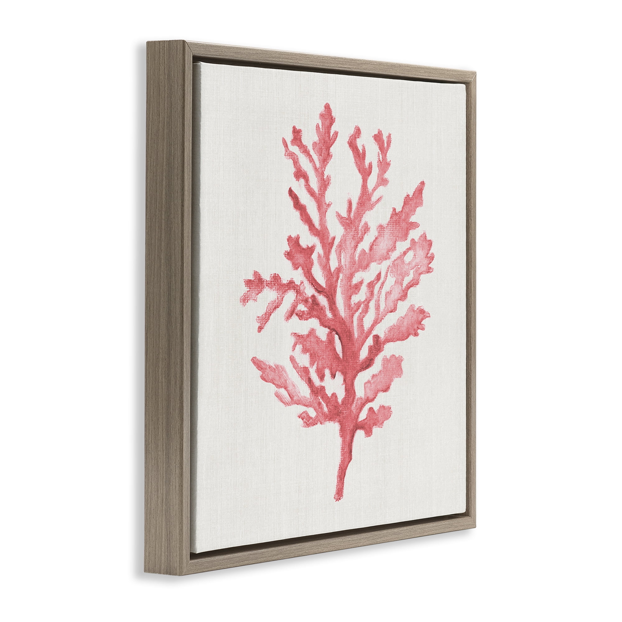 Stupell Industries Rosy Pink Coral Branch Brown Framed Floater Canvas Wall Art, design by Janet Tava