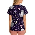 thumbnail image 5 of Kixjoy Scrubs for Women Tops Oversized Short Sleeve V Neck Nurse Scrubs Animal Printed Stretchy Medical Shirt Casual Lightweight Womens Uniform Tops with Pockets, Purple M, 5 of 6