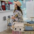 thumbnail image 3 of Sunyuer Kawaii Multi Pocket Canvas Messenger Bag, Waterproof Nylon Crossbody Shoulder Bag, Casual Large Capacity School Tote Bag for Travel Daily Use, 3 of 7