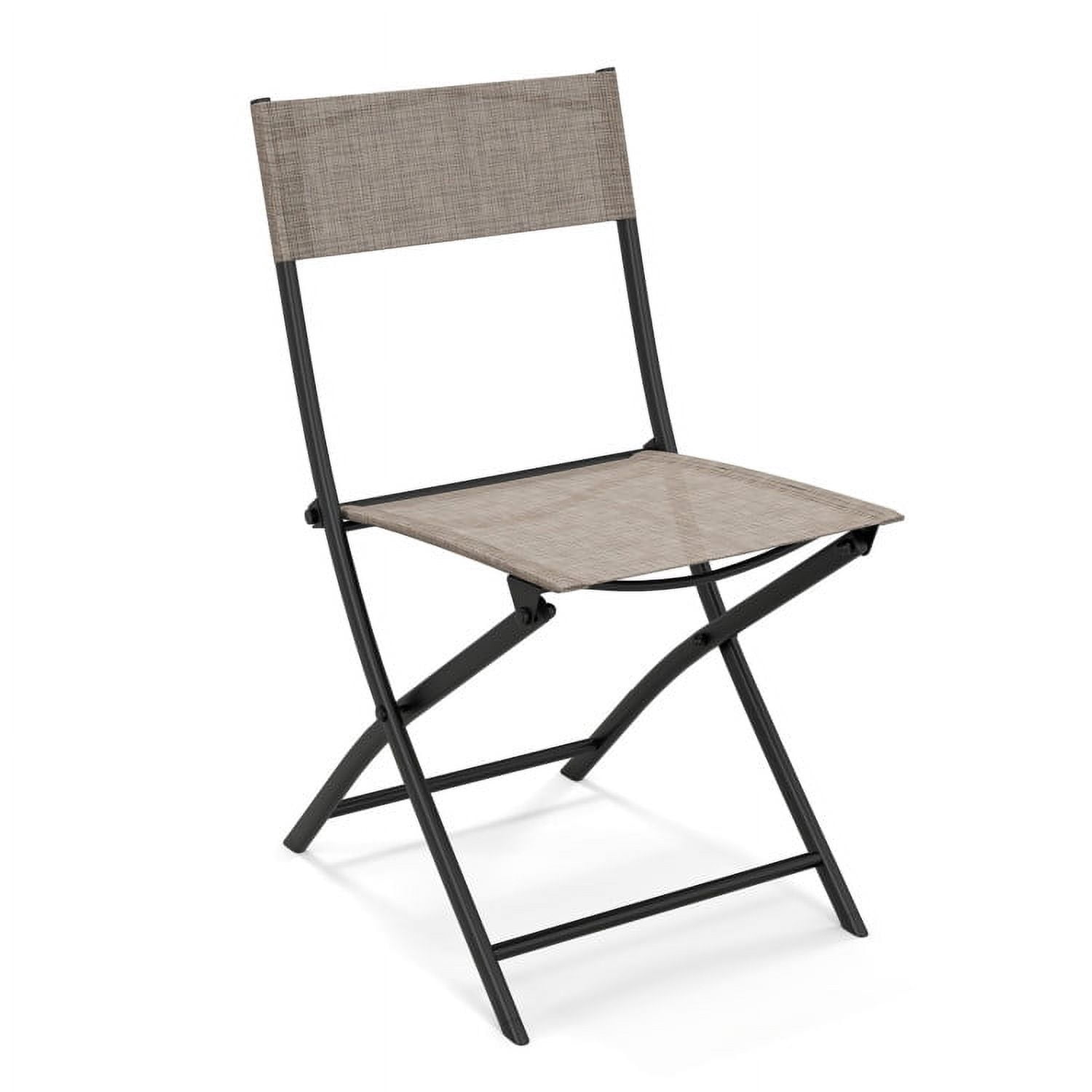 GVN Patio Folding Chairs Set of 4 Lightweight Camping Chairs with Breathable Seat-Brown, Outdoor Furniture Chairs for Backyard, Porch, Garden, Poolside