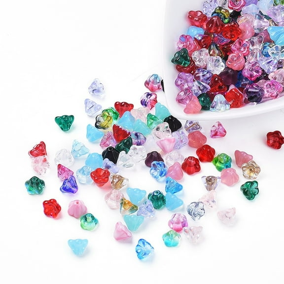 Czech Glass Beads Transparent/Imitation Opalite/Electroplated/golden Inlay color/Dyed/Opaque Flower Mixed color 8.5x6.5mm Hole: 1mm